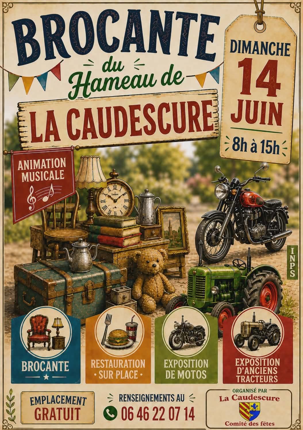 Brocante, Marché Local, Exposition de Tracteurs anciens, Exposition de Motos